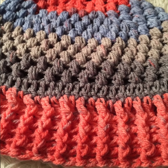 HANDMADE crocheted Fruit Punch Puff Stitch Beanie - Picture 2 of 2